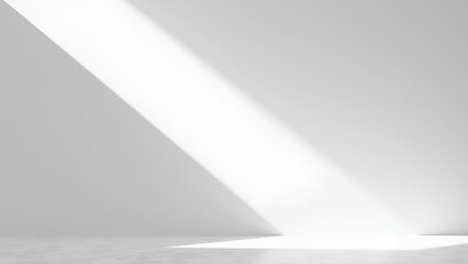 bright beam of light illuminates minimalist space, creating striking contrast against smooth, neutral toned walls and floor. serene atmosphere evokes sense of calm and inspiration