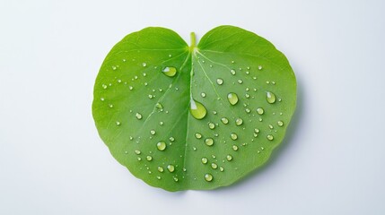 Lush green leaf adorned with glistening droplets, symbolizing na