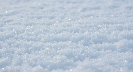 Naklejka premium Close-up Sparkling Texture of Freshly Fallen Snow, Icy Crystals