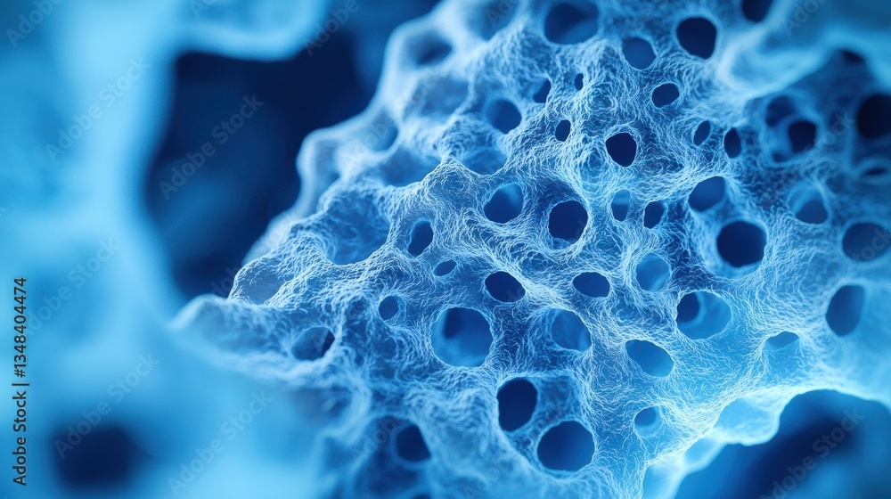Aufkleber abstract microscopic image with blue tones and patterns.