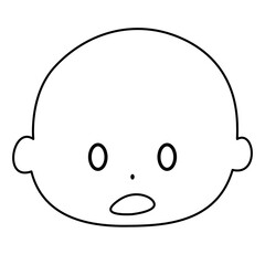 びっくりする表情　白黒