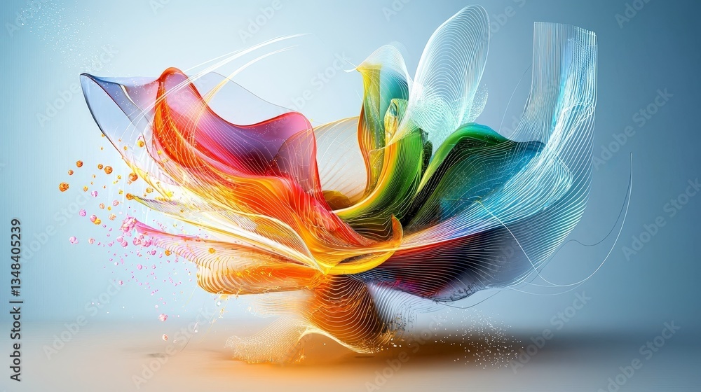 Poster abstract rainbow swirl dynamic ai art colorful design high res background