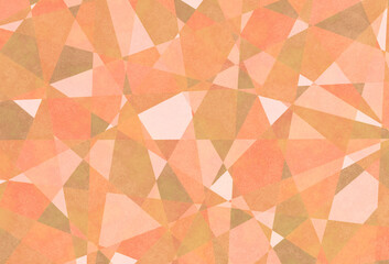 直線分割のカラフルな水彩のモザイク模様 ぼやけたオレンジ コーラルピンク