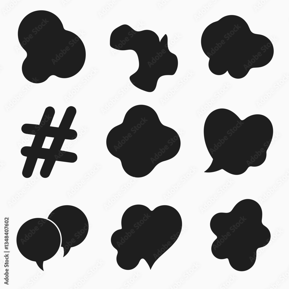 Canvas Prints various vector shapes and speech bubbles arranged on a white background, perfect for graphic design 