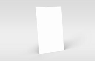 Business card mockup 3d render, copy space concept. Blank name card isolated on gray background, for mock up, front view layout.