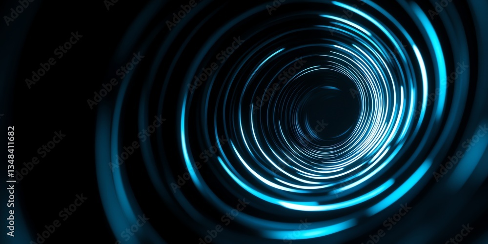 Poster abstract glowing spiral of light with dark background and circular pattern