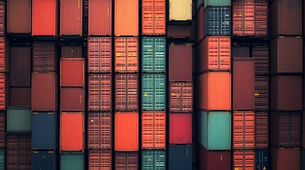 Obraz premium Colorful Stack of Cargo Containers
