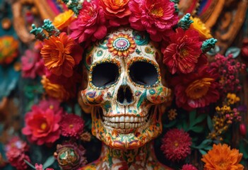 Decorative Skull with Flowers