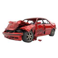 A car is in a wreck isolated on transparent white background, clipping path