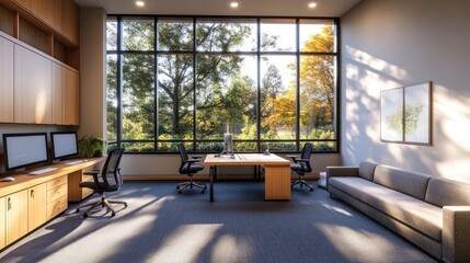 Modern Office Space with Sunny Windows