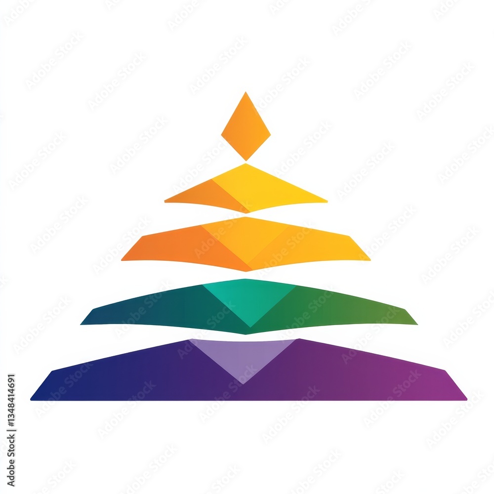 Poster abstract geometric pyramid design with vibrant colors on a clean white background composition