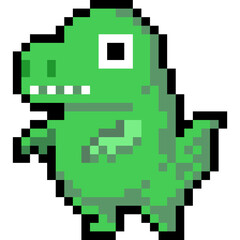 Cartoon pixel tyrannosaurus character.