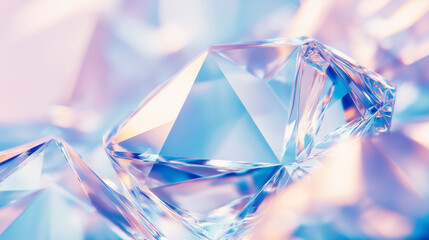 Dreamy Crystal Refractions in Pastel Tones. abstract blue glass background with reflection