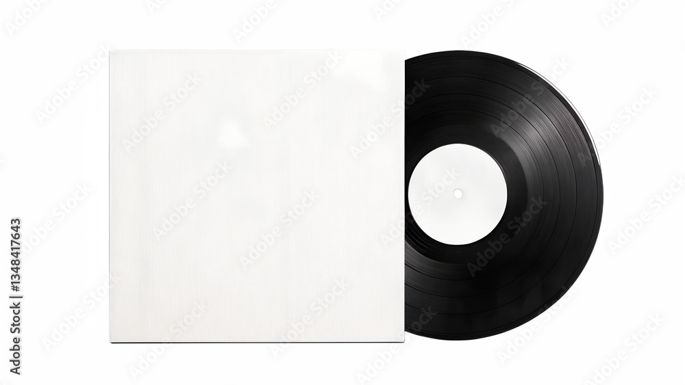 Fototapete Blank Album Cover Mockup with Record Record with Empty Cover transparent background Generative Ai PNG