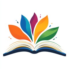 Fototapeta premium Open Book with Colorful Leaves: A Symbol of Knowledge, Growth, and Inspiration from Education 