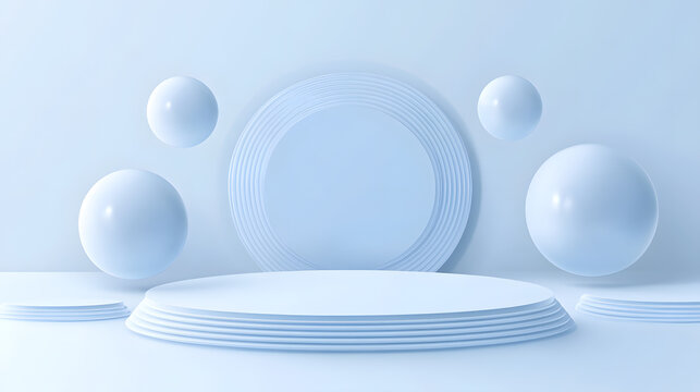 Light blue 3D sphere exhibition stand background image