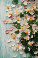 White Flowers and Petals on a Textured Background