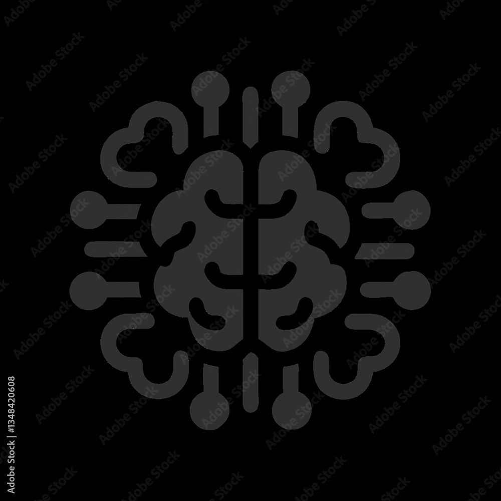 Poster a stylized graphic representation of a brain with circuitry, symbolizing the fusion of technology an