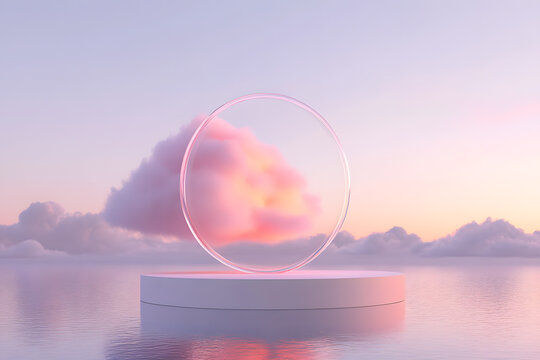 Dreamy pink - purple cloud - shaped circular display stand materials