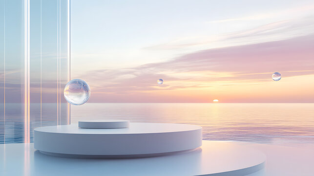 Minimalist style sunset sea view product display background image