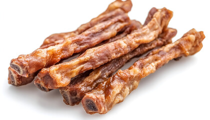 Fried pork - Dry pork sticks on white background