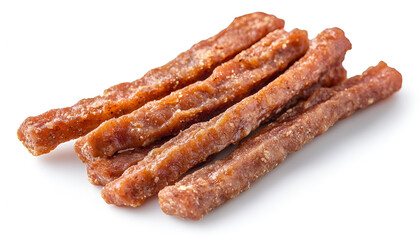 Fried pork - Dry pork sticks on white background