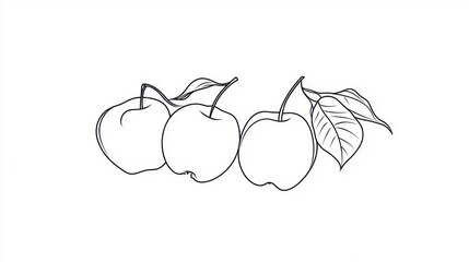 Minimalist line drawing of apples in black, elegant and modern High quality illustration --chaos 10 --ar 16:9 --style raw --stylize 10 --v 6.1 Job ID: a2b81219-dcff-44c2-9329-c7c1e2b73522