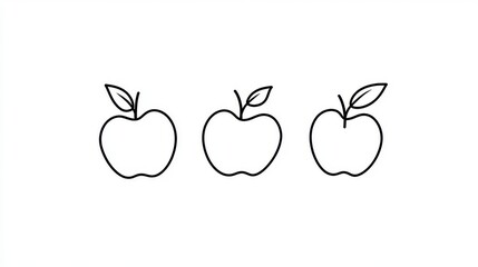 Three Line Art Apples: Simple, Clean, and Elegant Apple Illustrations - Perfect for Branding, Websites, and More!