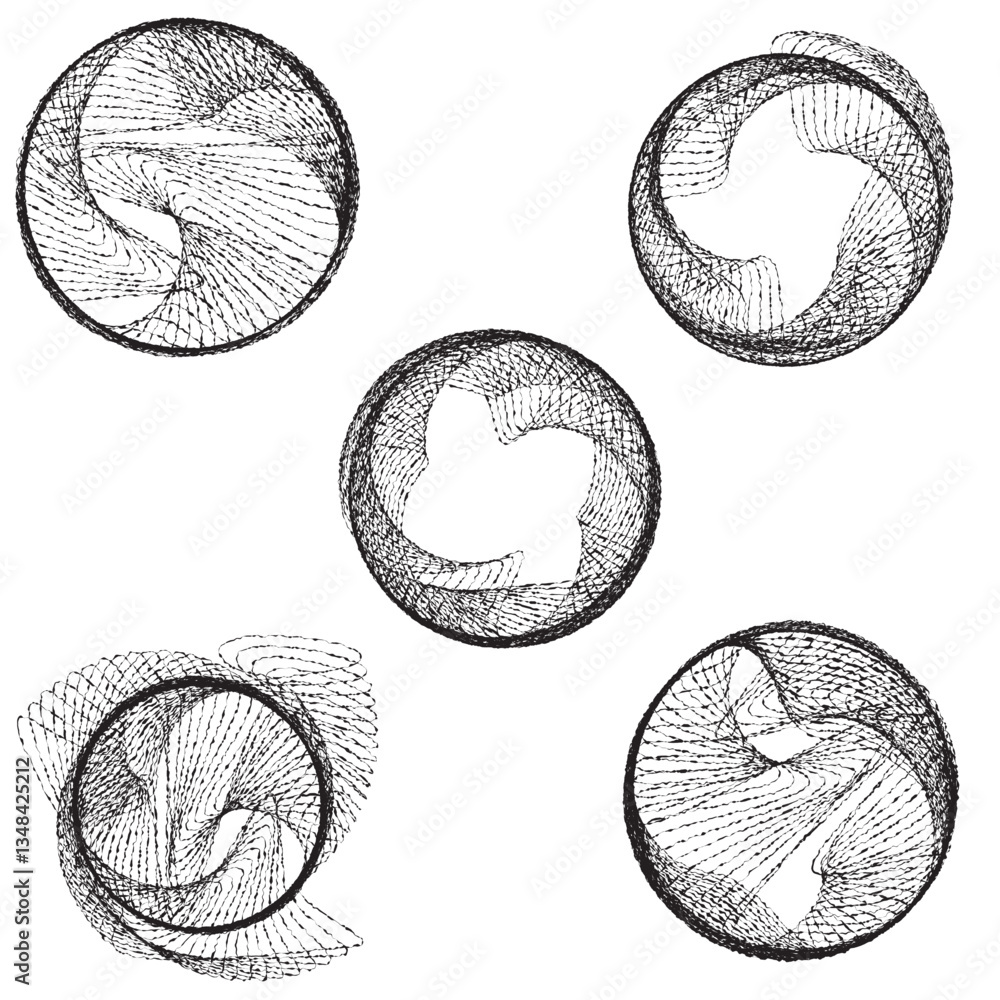 Fototapete rough lines in circle form . rotate rounded shape vector illustration .rotating circles form a ring.