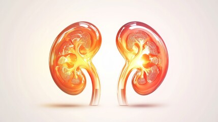 Obraz premium Human organ. Medical anatomy. Medical science. Human kidneys anatomy structure. Kidney disease. Kidney anatomy cross section. Futuristic Medical Hologram. 