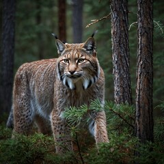 Fototapeta premium lynx in the forest