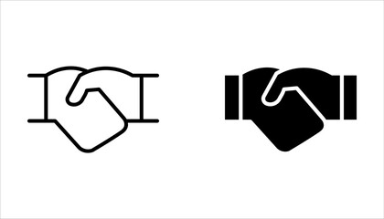 Handshake icon set. business handshake. contact agreement on white background