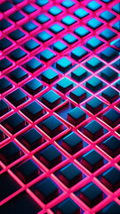 Obraz premium Abstract pink geometric seamless square pattern for wallpaper and textile, neon pink and blue. Vertical mobile wallpaper 9:16