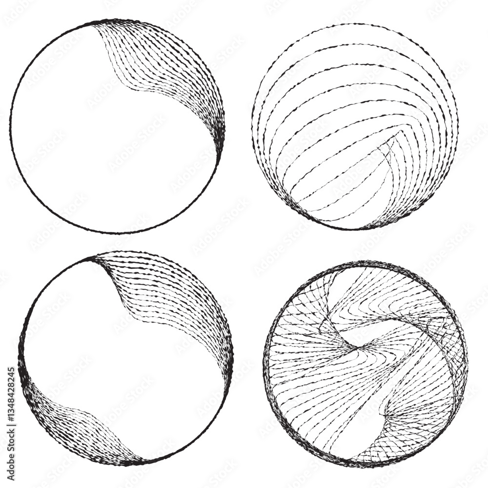 Fototapete rough lines in circle form . rotate rounded shape vector illustration .rotating circles form a ring.