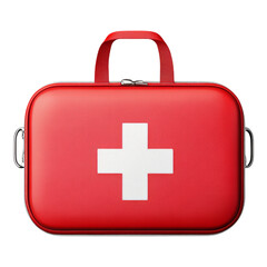Obraz premium Red Medical Bag with White Cross Symbol for Care