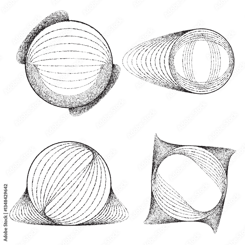 Fototapete rough lines in circle form . rotate rounded shape vector illustration .rotating circles form a ring.