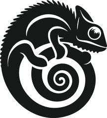 vector image of a chameleon coiled