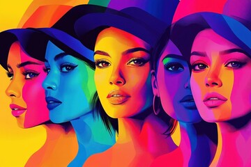 Fototapeta premium Colorful Pop Art Illustration Celebrating Diversity in the LGBT Community for Pride Day