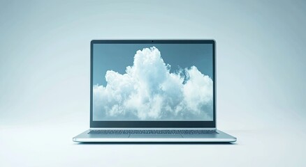 Modern laptop with a cloud image on the screen