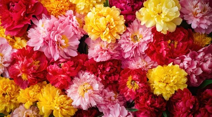 Colorful peony blossoms background.