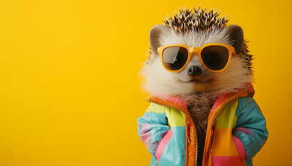 "Stylish Hedgehog in Sunglasses and Jacket"