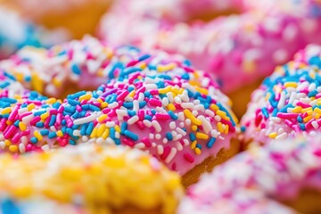 Delicious glazed doughnuts with colorful sprinkles for a sweet treat