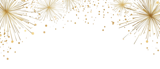 Image of a simple golden firework border pattern, isolated on a white background.
