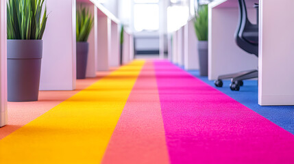 Colorful carpets & bright environments modern office design inspiration from low angles
