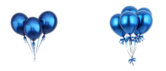 Blue balloons isolated on white background.
