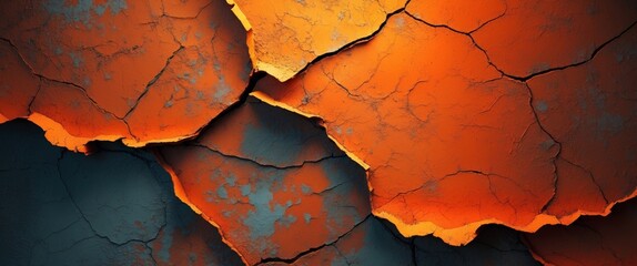 Abstract fiery orange texture background with crackled surface and dramatic lighting for digital art and design projects