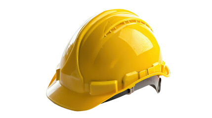 Fototapeta premium Yellow safety helmet protecting construction workers on transparent background