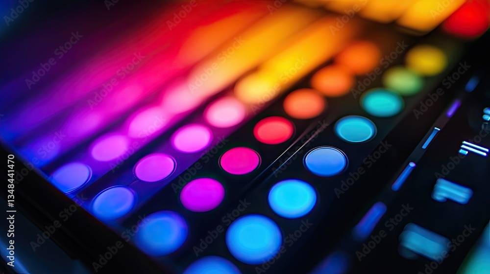 Aufkleber Macro image of a smart lighting control interface, with customizable color options on a touchscreen for personalized settings.