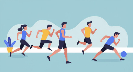 Obraz premium Dynamic Silhouette of Runners in Motion – Sports and Fitness Concept