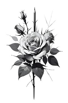 black and white rose